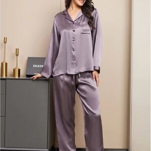 Women’s SILKSILKY Pajamas 100% Mulberry Silk  Long Sleeve Small Silkysilk Set